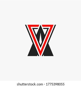 Letter A Logo. abstract Vector design in red and black