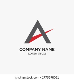 Letra A Logo. diseño de vectores abstracto en rojo y negro