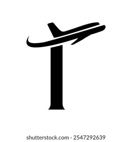 Letter I logo with Aeroplane icon, Transportation and traveling agency logo design with letter I, logo that usable for Ticketing Agency, Initial I letter logo with Aeroplane symbol