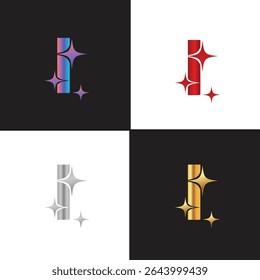 Letra logotipo I, logotipo I, conjunto de logotipo AI, design moderno e mínimo, inspirado na tecnologia, ícones e símbolos coloridos, adequado para inteligência artificial, inovação, marca, start-ups e identidade digital.