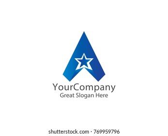 letter A logo. air arrow star creative apps design concept.