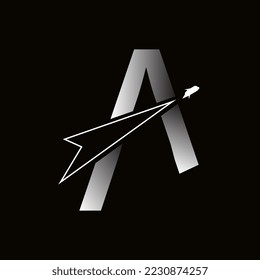 letter a logo with airplane