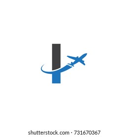 I letter logo with airplane