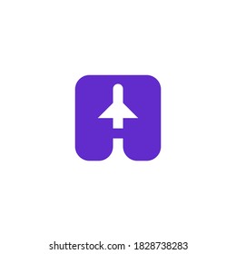 letter a logo and an airplane in a square shape