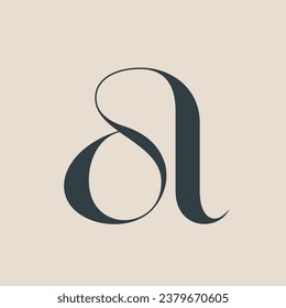 Letra inicial del alfabeto del logotipo. Signo de letras minúsculas. Icono de tipo de letra de estilo decorativo para la identidad de marca. Elegante caligrafía, belleza, diseño deco lujoso monograma de tipo de letra.