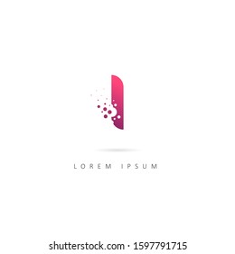 Letter I logo. Alphabet logotype vector design with dots element.