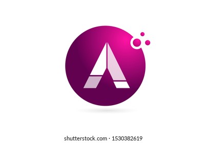 letter A logo alphabet sphere for company logo icon design in pink and white. Suitable for a corporate or business design