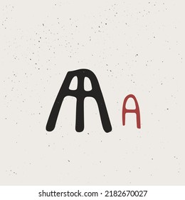 A letter logo in Ancient historical style. This icon based on rock art pictograms. Perfect for creating decorative prints, Nordic design, clothing embroidery, wizardry packaging, pagan header, etc.