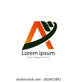 letter logo AR.  green and orange texture.brand for the company and design needs. modern template.