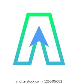 Letter A Logo with Arrow and Gradient. Editable Gradient Icon. Vector