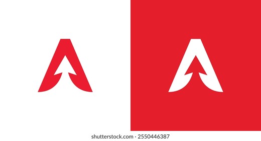 The letter A logo and the arrow inside, the arrow upwards, the letter A logo is red