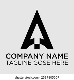The letter A logo and the arrow inside, the arrow upwards, the letter A logo is black. Triangle and road logo, triangle and arrow logo, letter A and arrow .