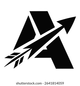 Letter a logo with arrow isolated on white background