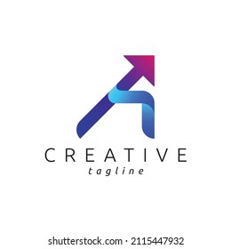 Letra un logotipo con un color de gradiente moderno con flecha