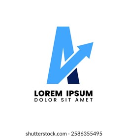Letter A logo with arrow. Very suitable for Financial, progress, business and organization logos.