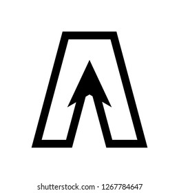 Letter A Logo With Arrows. Black and white logo icon template. Unusual Icon