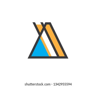 Letter A Logo Art Line Triangle Abstract