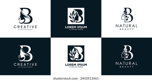 Logotipo de la letra B colección de diseño con concepto de belleza de la naturaleza vector premium