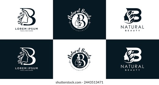Logotipo de la letra B colección de diseño con concepto de belleza de la naturaleza vector premium