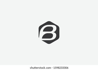 Letter logo B. Initial Icon B, and hexagon vector, negative space symbol