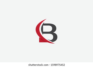 Letter logo B. Initial Icon B, and abstract swoosh vector, swoosh cut illustration.
