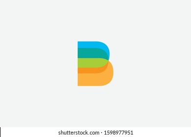 Letter logo B. Initial Icon B, and gradient layered vector, gradient color illustration.