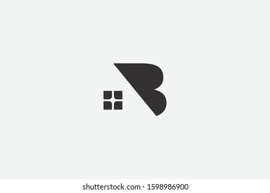 Letter logo B. Initial Icon B, and home vector, negative space real estate illustration.