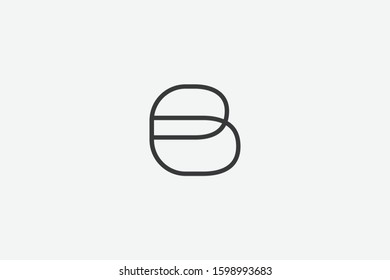 Letter logo B. Initial Icon B, and abstract line art vector, loop blunt square  illustration.