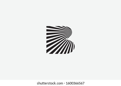 Letter logo B. Initial Icon B, and light stripes illustration vector