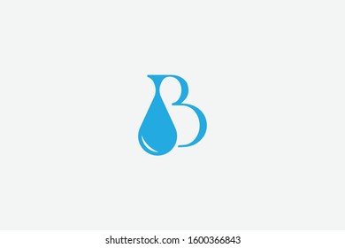 Letter logo B. Initial Icon B, and drop water vector symbol, water care illustration