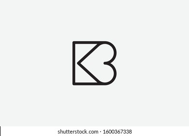 Letter logo B. Initial Icon B, and love vector line art illustration