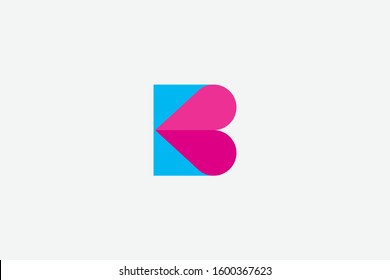 Letter logo B. Initial Icon B, and lips vector love illustration