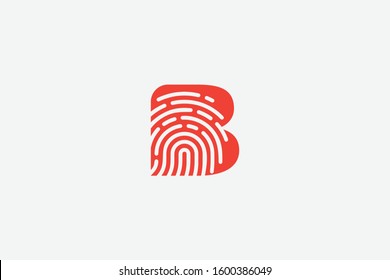 Letter logo B. Initial Icon B, and finger print vector negative space illustration