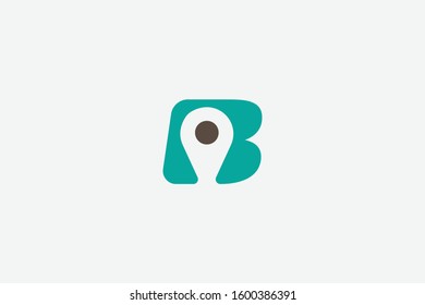 Letter logo B. Initial Icon B, and maps pin vector negative space illustration