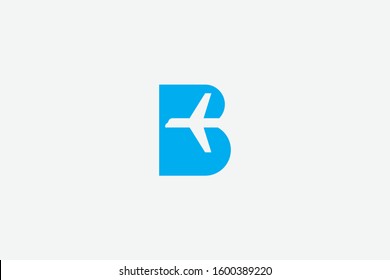 Letter logo B. Initial Icon B, and the plane vector, negative space illustration