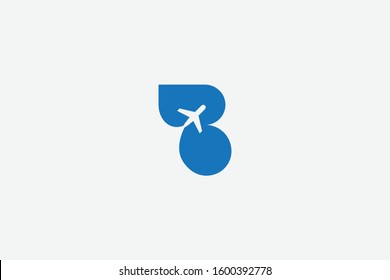 Letter logo B. Initial Icon B, Paper Origami Plane vector, startup, travel logo inspiration