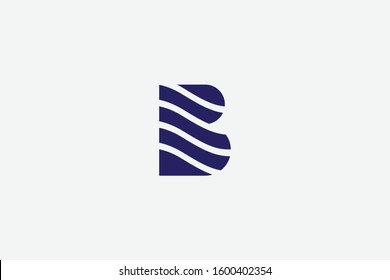 Letter logo B. Initial Icon B, and wave line pattern vector modern illustration