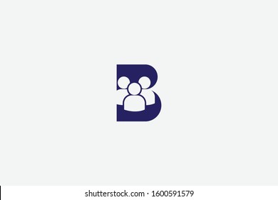 Letter logo B. Initial Icon B, and group silhouette vector illustration.
