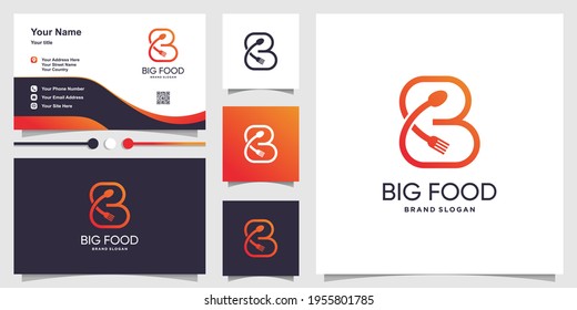 Letter logo B with spoon and fork concept for restaurant, initial, business Premium Vector