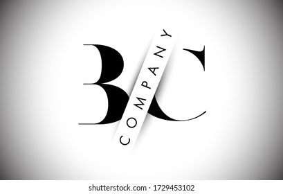 Letter Logo BC B C with Creative Shadow Cut Text Vector Illustration Design.