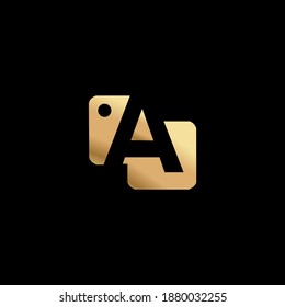 Letter A logo with a beautiful and elegant camera design in gold