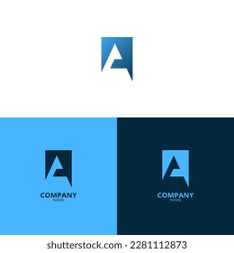 A Letter Logo with beautiful light blue and dark blue gradient color, which is simple and elegant. suitable for strengthening your business identity