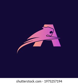 A letter logo with blue background. A letter design. A letter icon.