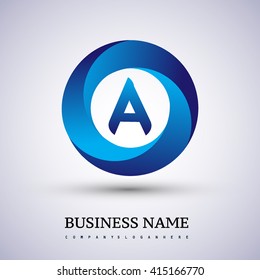 A letter logo in the blue circle. Vector design template elements for your application or company identity.