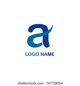 Letter A logo with blue and deep blue