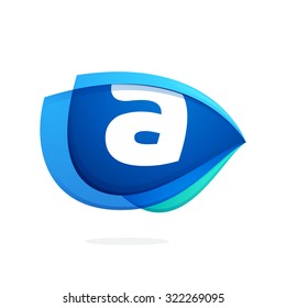 A letter logo with blue wing or eye. Abstract trendy letter multicolored vector design template elements for your application or corporate identity.