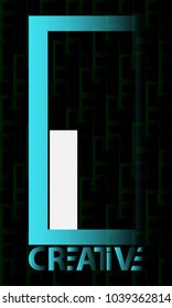 I Letter logo bold with blue rectangle isolated on black texture background.
