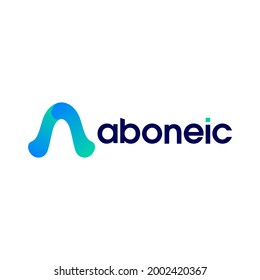 Logo de la letra A con elementos de plantilla de diseño de iconos óseos