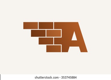 A Letter Logo, Brick Wall Logo Design.