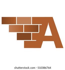A  letter Logo, brick wall logo design.  
